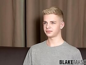 Twink blond Alex Silvers concentrate and masturbation cumshot