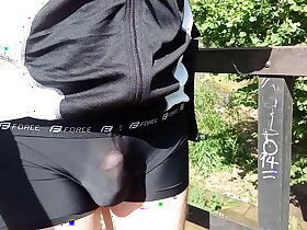 Limpid cyclodress bike ride in public. Cycling in extreme weather.