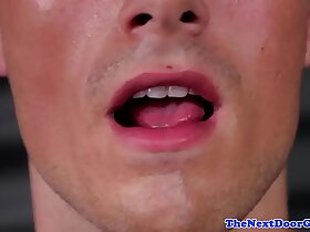 Handsome stud tugging in the bay room